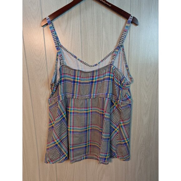 Torrid Babydoll Challis Plaid Tank Top Size 3 3X V-neck Multicolor Super Soft - Picture 2 of 6